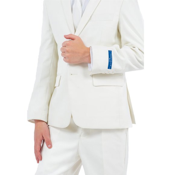 5-Piece Perry Ellis Portfolio Boys Slim Fit Solid Suit, Off-White - Picture 3 of 6